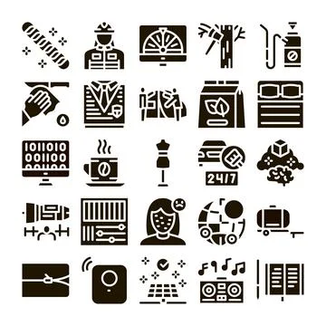 Everyday items and services glyph icons set 스톡 일러스트