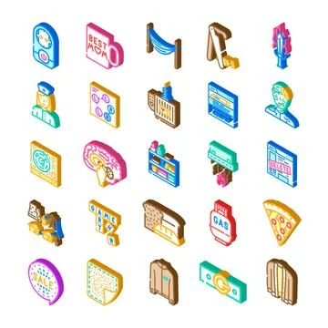 Everyday items and various objects isometric icon collection Stock Illustration