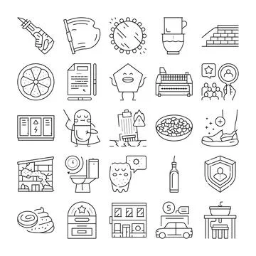 Everyday life objects and concepts vector icons collection Ilustração Stock