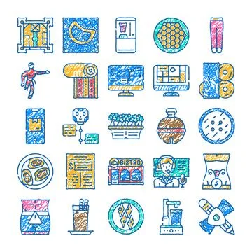 Everyday life objects and various concepts hand drawn Stock Illustration