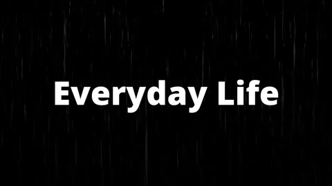 Everyday Life text overlay on a dark background with falling rain texture effect Stock Footage 344626034