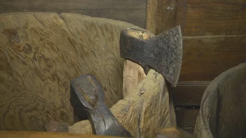 Everyday Objects of Ancient Man Stock Footage 72436174