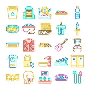 Everyday objects and activities icon collection Stock Illustration