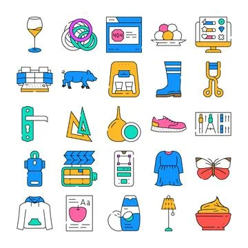 Everyday objects and digital tools collection concept Ilustración de archivo