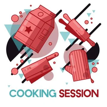Everyday Objects Cooking Session Illustrazione stock