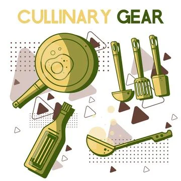 Everyday Objects Culinary Gear 스톡 일러스트