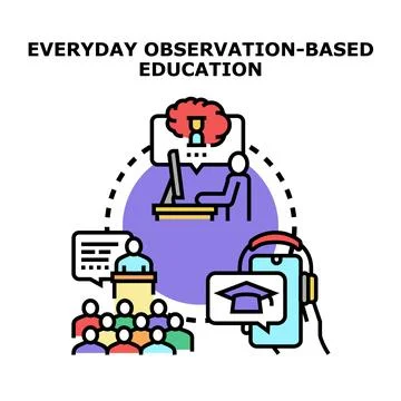Everyday observation based education concept learning process イラスト素材