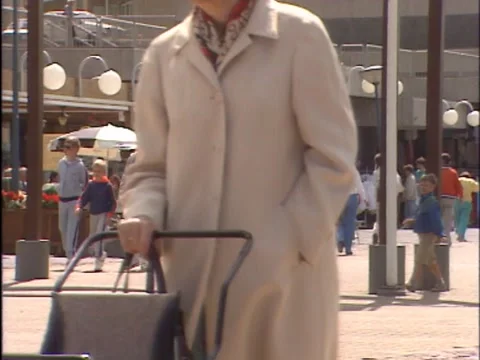 Everyday people, strolling crowd at Scheveningen boulevard 1980s Stock Footage 168302057