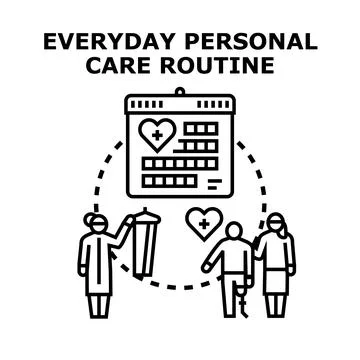 Everyday personal care routine planning and support Stock Illustration