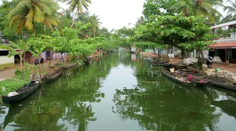 Everyday scene in Kerala Backwaters Stock Footage 23325727