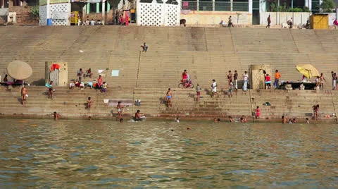 Everyday scene in Varanasi Stock Footage 32421719