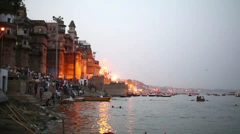 Everyday scene in Varanasi Stock Footage