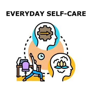 Everyday self care practicing for physical and mental well being Ilustración de archivo