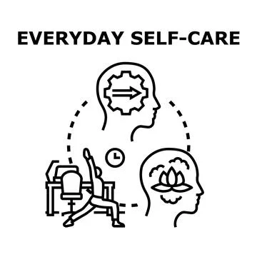 Everyday self care practicing for physical and mental well being Ilustración de archivo