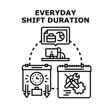Everyday shift duration business working process concept Stock Illustration