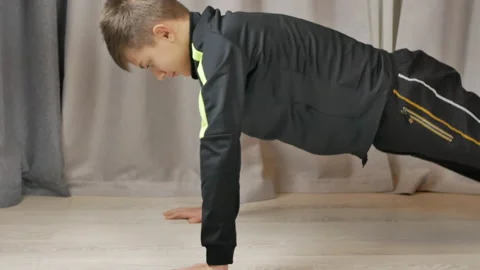 Everyday training. pushups Stock Footage 147195601