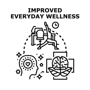 Everyday wellness improving mental and physical health concept Stock Illustration