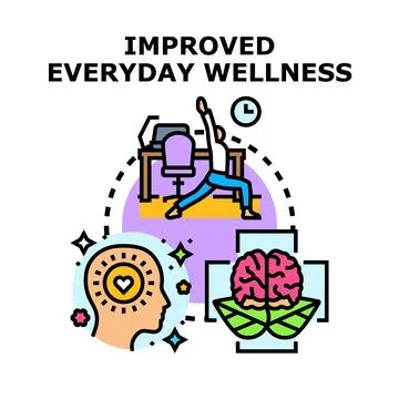 Everyday wellness improving mental and physical health concept Ilustración de archivo