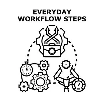 Everyday workflow steps business process development concept Stock Illustration