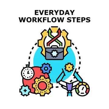 Everyday workflow steps business process development concept Stock Illustration