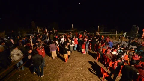 Everyone dancing and enjoying in night function, Himachal Pradesh, India Stock Footage 152075728