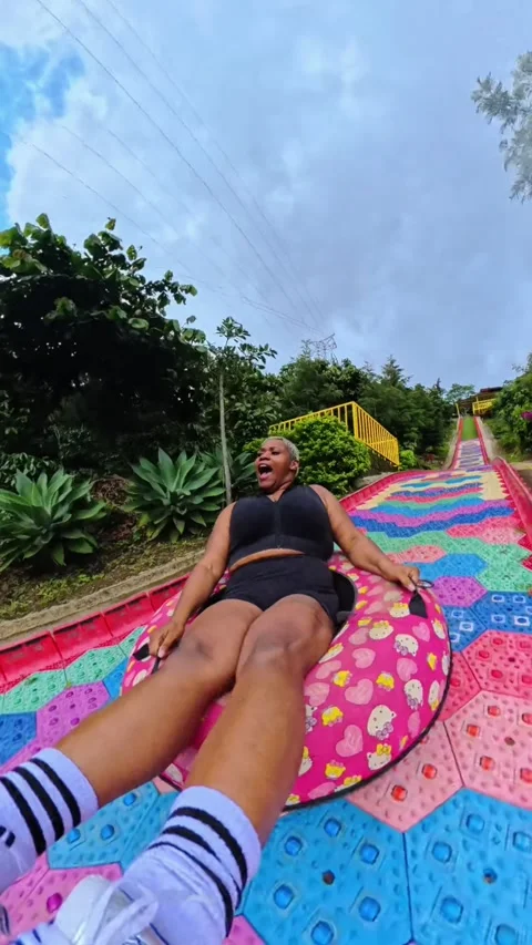 Everyone Told Me the Rainbow Slide Wasn't That Fast, Apaneca, El Salvador - 19 J Stock Footage 341965245