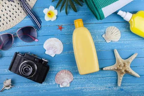 Everything for a beach holiday. Stock Photos