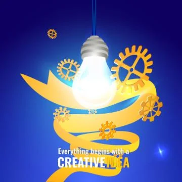 Everything begins with a creative idea poster, cute vector cartoon illustrati Stock Illustration