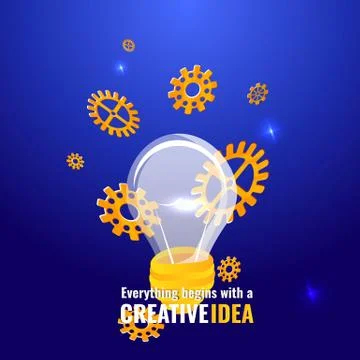 Everything begins with a creative idea poster, cute vector cartoon illustrati Stock Illustration