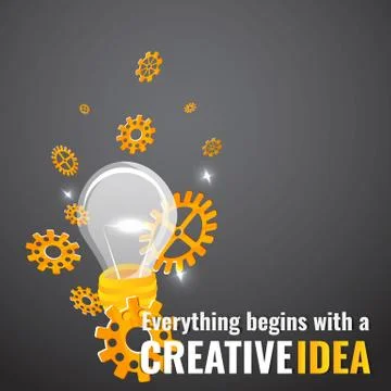 Everything begins with a creative idea poster, cute vector cartoon illustrati Stock Illustration