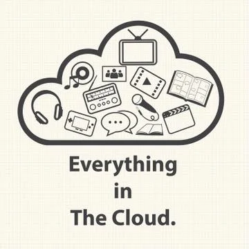 Everything in The Cloud. Cloud computing concept. Vector Stock Illustration