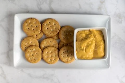 Everything crackers   with a cheese dip Stock Photos