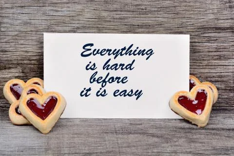 Everything is hard before it is easy. Text on paper Foto stock