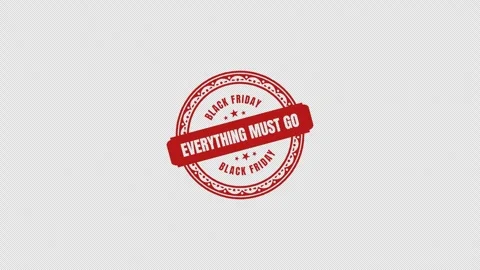 Everything Must Go Animated Black Friday Badge Alpha Channel Transparent Backgro Stock Footage 319894800