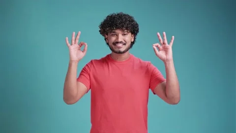 Everything is OK positive man showing OK sign . close up photo. gesture concept Stock Footage 238515552