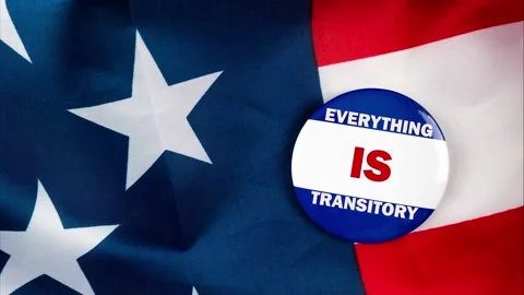 Everything is transitory text quote on election button laying on the star spa Stock Footage 170629525