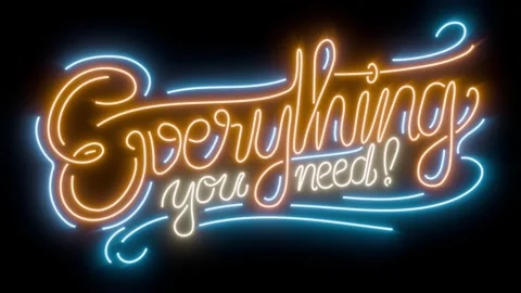 Everything you need neon sign loop animation on uniform background easy blending Stock Footage 332893768