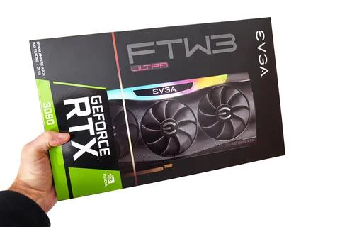 EVGA Geforce RTX 3090 Nvidia GPU box, isolated on white Foto stock