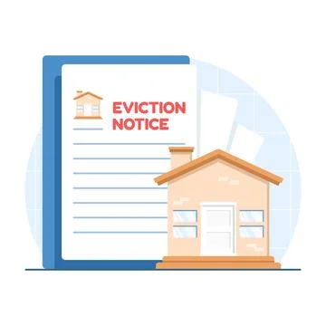 Eviction notice document in an envelope left at a house 스톡 일러스트