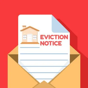 Eviction notice document in an envelope left at a house Stock Illustration