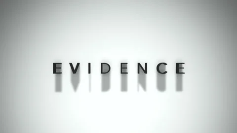 Evidence 3D title animation matte black text on a white background Stock Footage 300717030