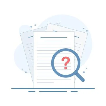 Evidence Analysis Concept. Document with Magnifying Glass. Stock Illustration