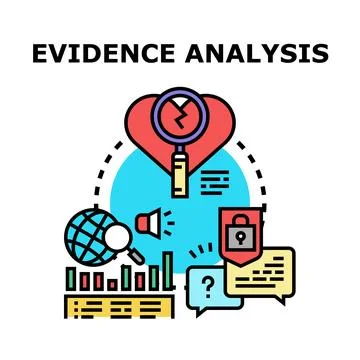 Evidence analysis process investigating data and information Illustrazione stock