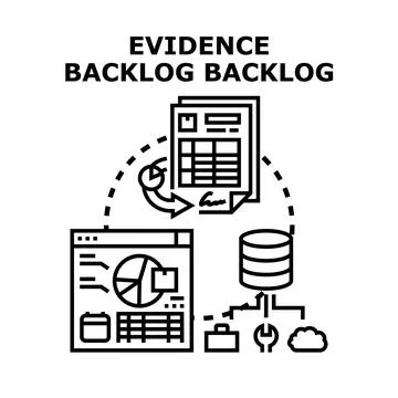 Evidence backlog management and data organization concept Stockillustratie