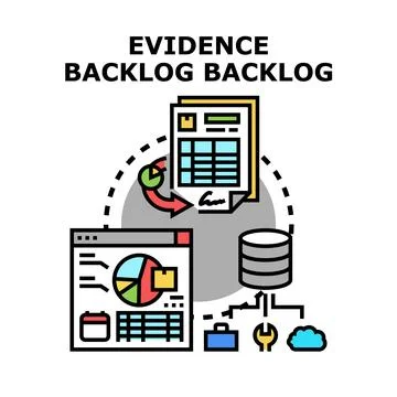 Evidence backlog management and data organization concept Stock Illustration