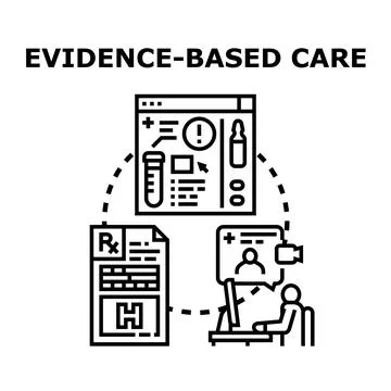 Evidence based care concept connecting medical data and patient records 库存插图