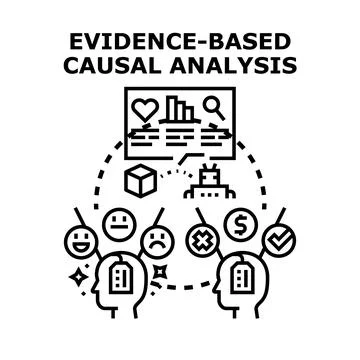 Evidence based causal analysis and data processing concept イラスト素材