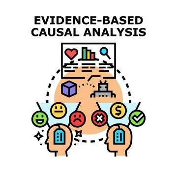 Evidence based causal analysis and data processing concept Stock Illustration