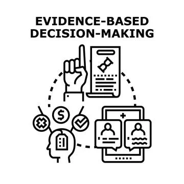 Evidence based decision making process analyzing data for optimal choices Illustrazione stock