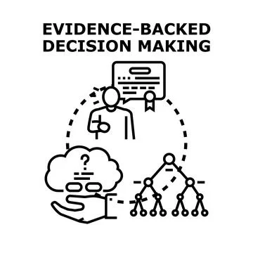 Evidence based decision making process analyzing data Stock Illustration